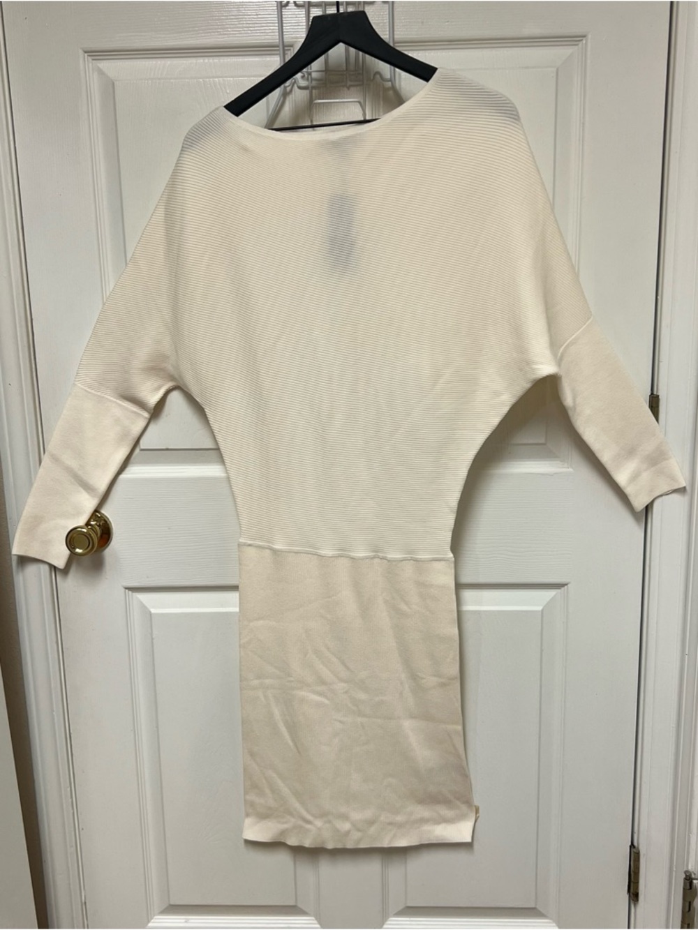 Banana Republic Serene Cream Ribbed Knit Dolman Sleeve Sweater Dress